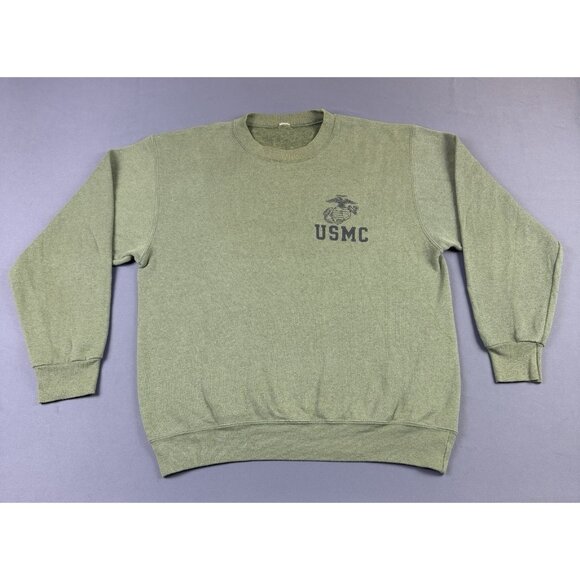 Rare Vintage USMC Forest Olive Green Faded Sweater Crewneck Marine Corps Hype - Picture 1 of 13